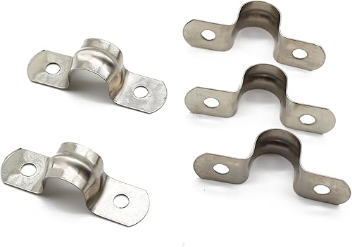 Miniatura 4 de 50 PCS M14 0.55 pulgadas dos agujeros U tubo abrazadera de correa, abrazadera de tubo de acero inoxidable U abrazadera de tubo