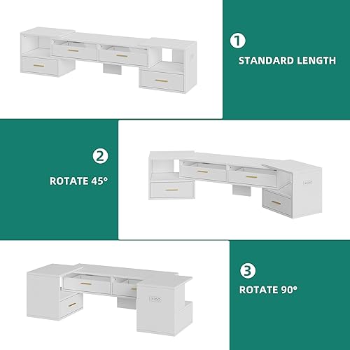 Miniatura 4 de YITAHOME Soporte de TV deformable con tomas de corriente y tira LED, moderno centro de entretenimiento de bricolaje giratorio libremente para