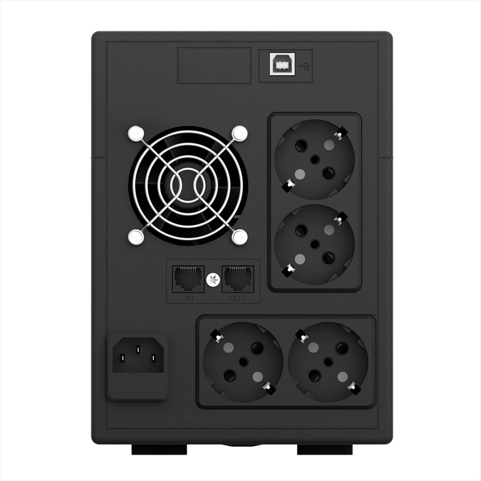NJOY Cadu 2000 Gruppo di Continuità 2000VA 1200W | Line Interactive AVR | Display LCD | HID USB + Software | Protezione LAN 1Gb/s | 4 Schuko | 2 Batterie 12V 9Ah | UPS Server NAS Workstation