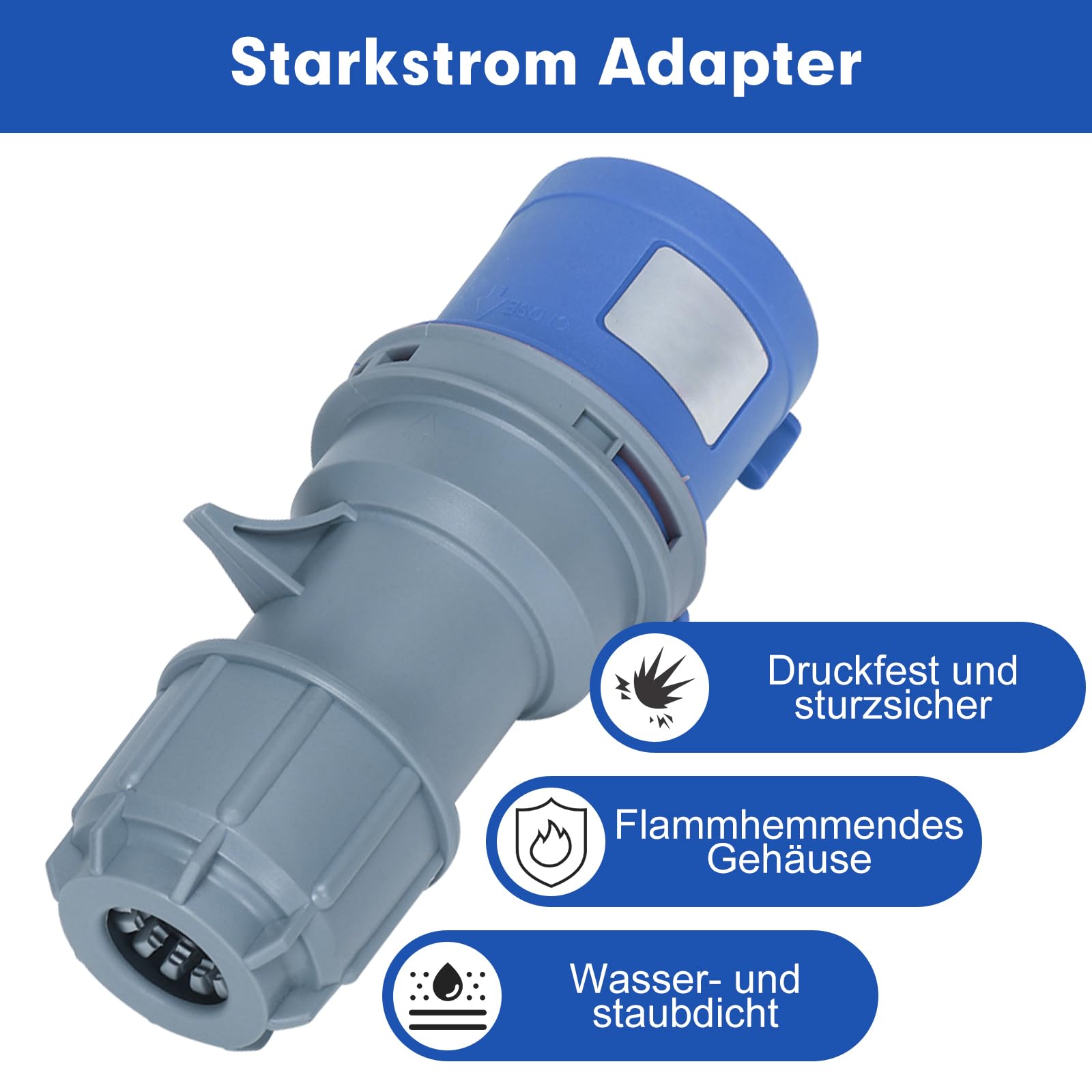 Adattatore presa Industriale,32A Adattatore CEE,Prolunga Campeggio,Splitter di Alimentazione a 2 vie,IP44,per Uso Esterno Camper Campeggio