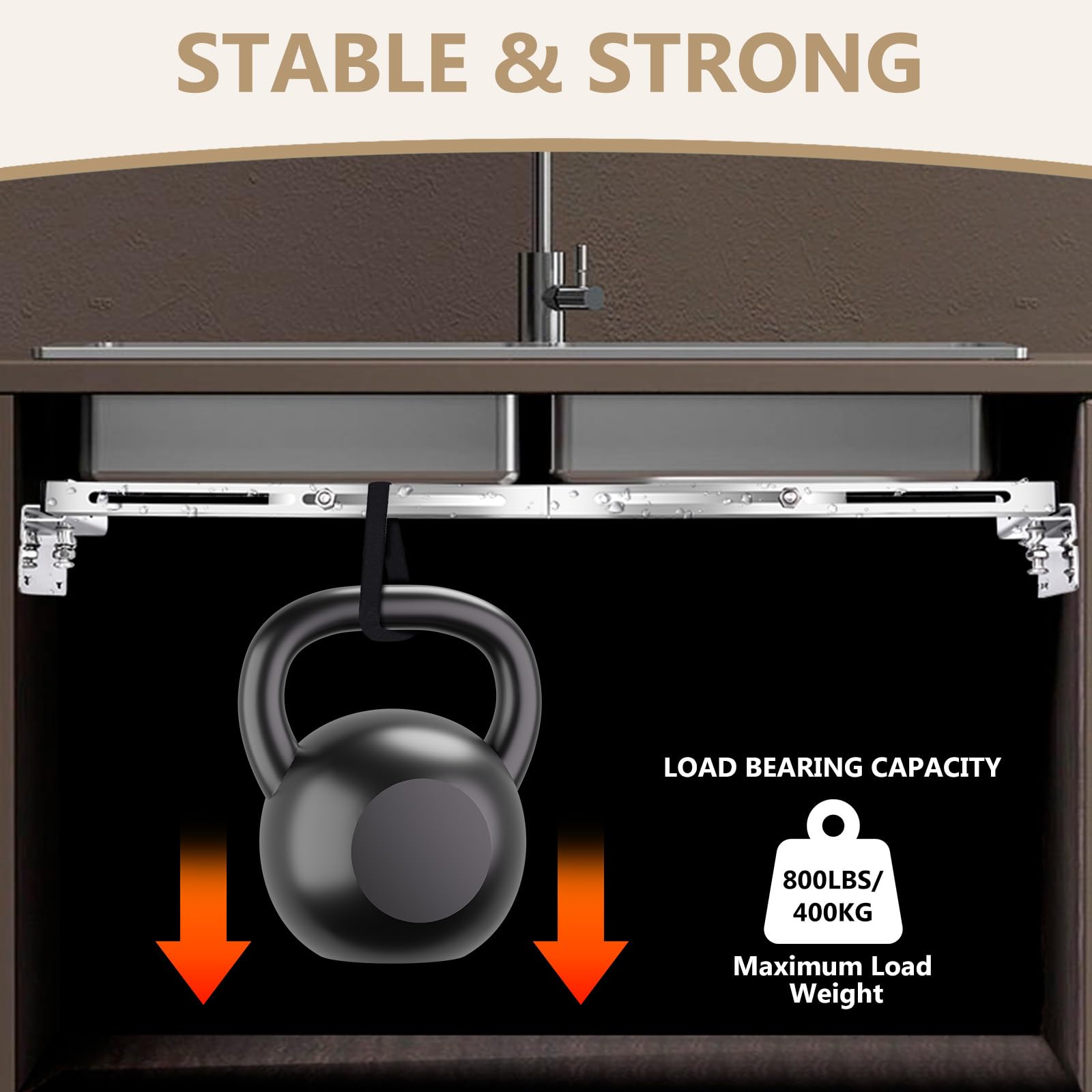 2 soportes de soporte para fregadero de montaje inferior, kit de instalación ajustable de acero inoxidable de 71 a 100 cm para fregadero de cocina empotrado, kit de instalación para fregadero de