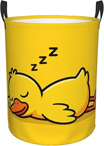 Cesta de lavandería impermeable compatible con una bonita cesta de lavandería amarilla de pato perezoso para juguetes, cesta de ropa plegable con