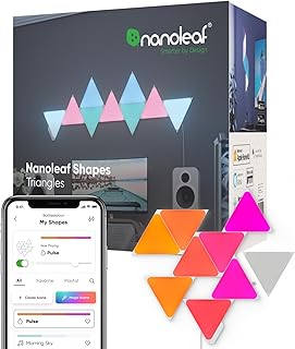 Nanoleaf Shapes Triangle Kit de Démarrage, 9 Panneaux Lumineux LED Connectés - Appliques Murales Luminaires Intérieur Modulaires RGBW Wi-Fi, Compatible Alexa, pour Salon Chambre ou Bureau Gaming