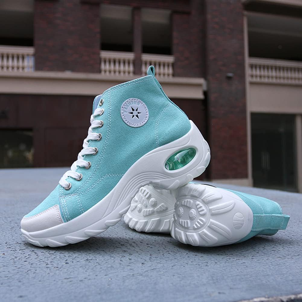 Women's High Top Heightened Sole Air Cusion Causal Fashion Sneakers Canvas Shoes - Image 3