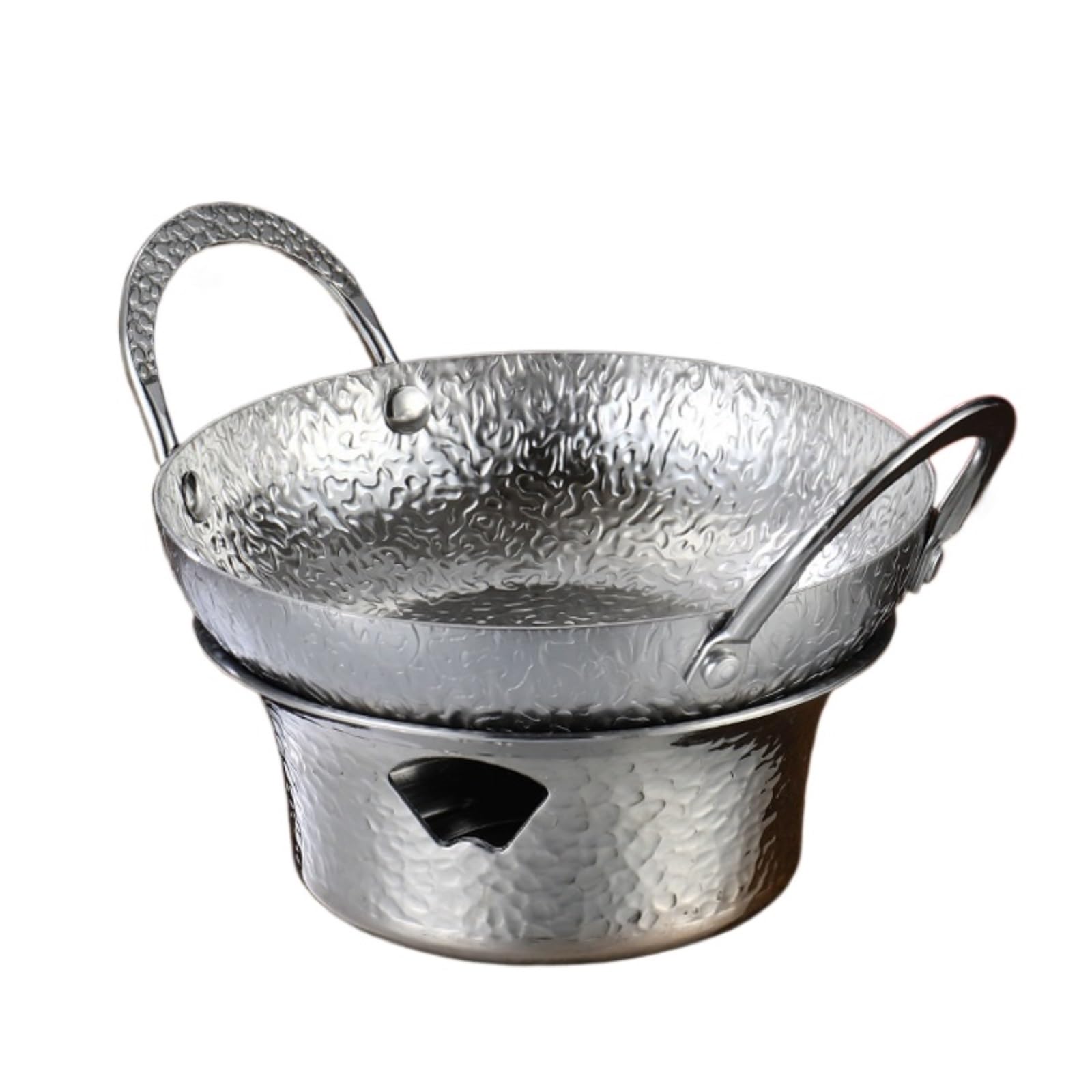 Calentadores de Comida Juego de frotamiento for Buffet, Platos Calentadores de Comida for Buffet con Doble asa y Estufa de Cocina, vajilla de Acero Inoxidable(Silver,28cm)