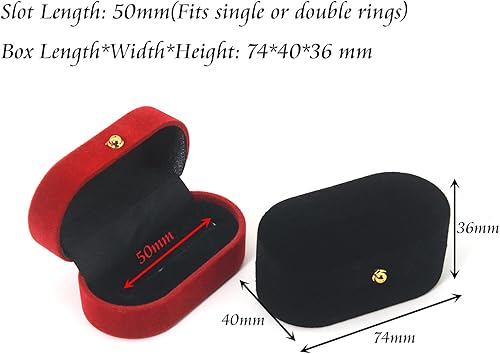 Miniatura 2 de Caja de terciopelo para portadores de anillos, estuche para exhibición de anillos para bodas, propuestas, compromisos, ceremonias, ranura más ancha