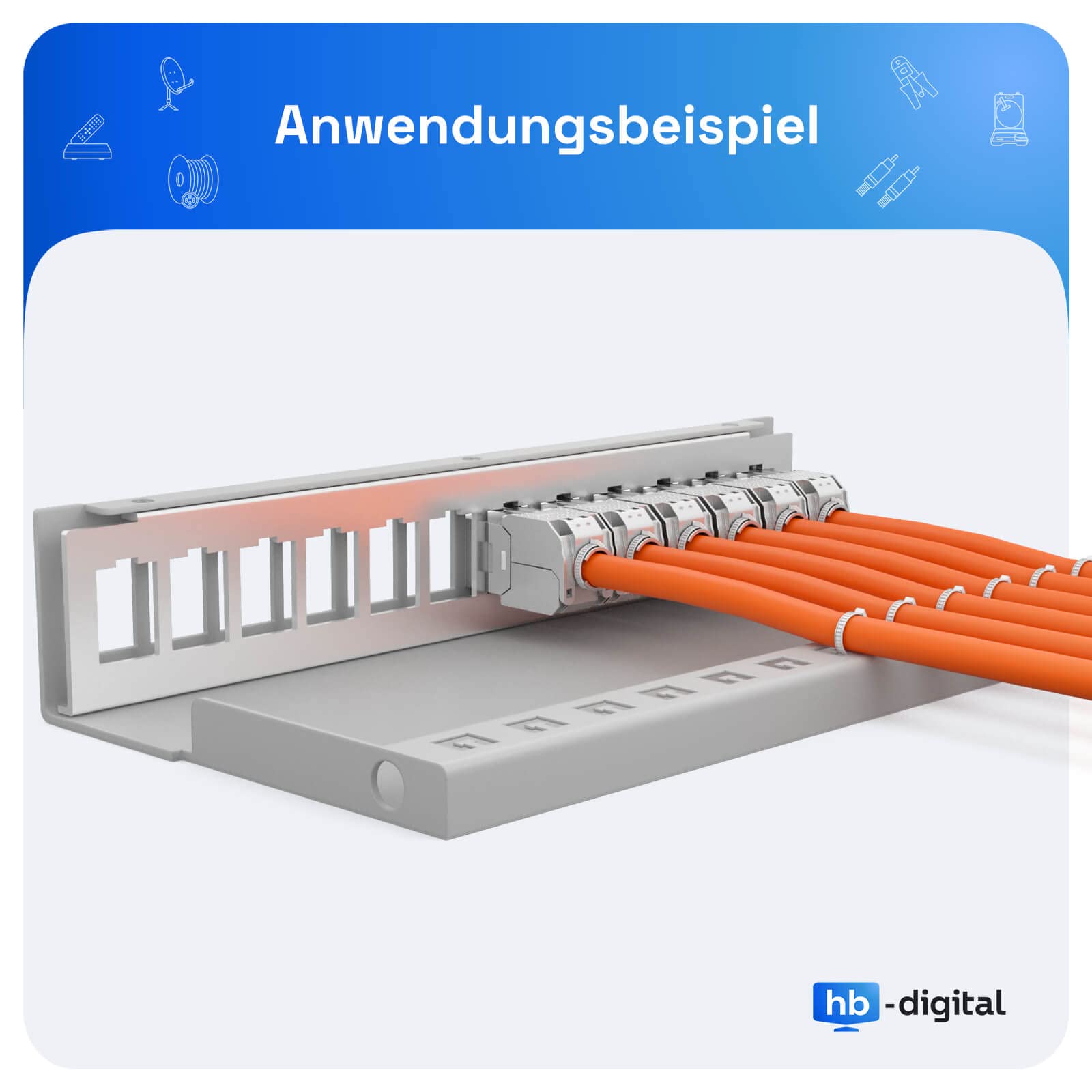 HB-DIGITAL 12-Port Patchpanel Patchfeld Verteilerfeld 1 HE 12x CAT 7 RJ45 Keystone Jack Modul vollgeschirmt STP 10 Gbps Kompatibel mit Verlegekabel Netzwerkkabel Ethernet LAN - Hellgrau