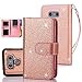 TabPow LG G6, LG G6 Plus Case, 10 Card Slot - ID Slot, Button Wallet Folio PU Leather Case Cover With Detachable Magnetic Hard Case For LG G6 (2017)/LG G6 Plus - Glitter Rose Gold