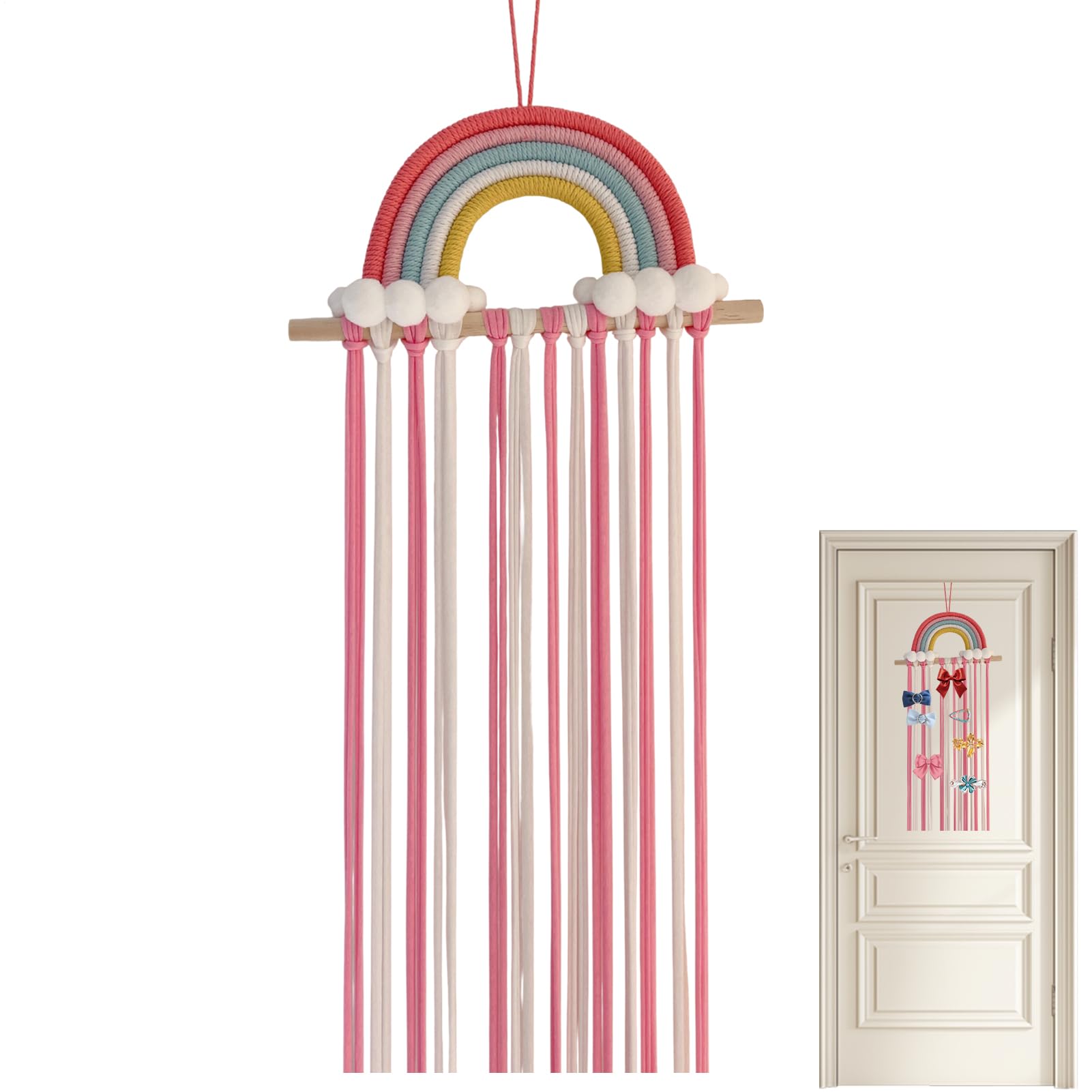Soporte para lazos para el pelo de niñas – Organizador montado en la pared, estante de clip decorativo con almacenamiento de múltiples ranuras