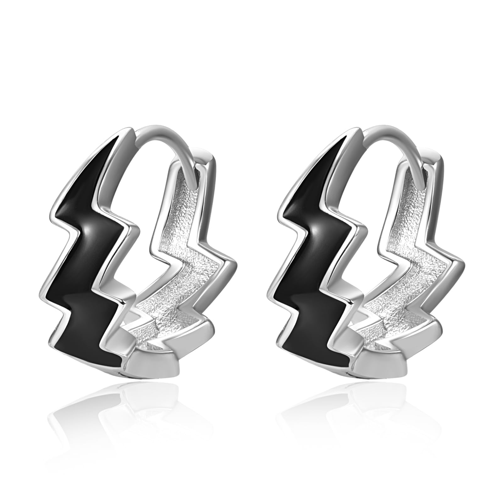 ADMETUS Hoop Earrings 925 Sterling Silver Black Sleeper Earrings Hypoallergenic Huggie Earrings Jewellery Gifts for Men Women with Gift Box