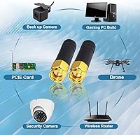 Vista 2 de FPV - Antena WiFi pequeña de 2.4 GHz, módulo inalámbrico Omni direccional, antena de router de red mmdvm, antena SMA macho TX RX Mini RHCP Racing