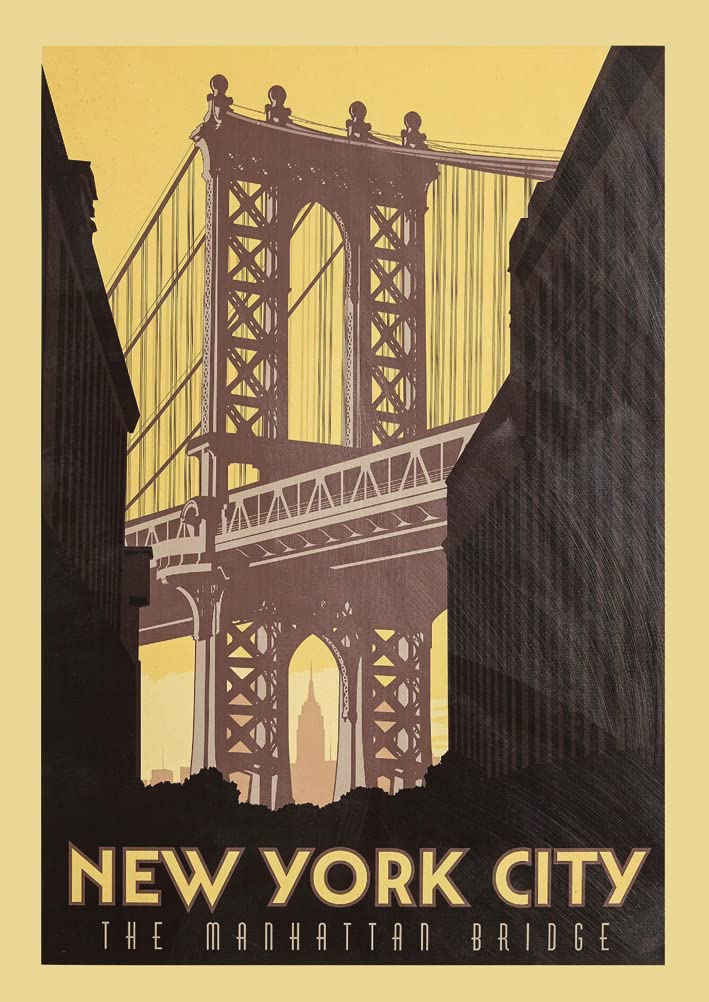 'Generic' #59 New York 1 - The Manhattan Bridge - Vintage Travel Poster - A4 A3 A2 - Quality Prints … (Unframed, A3)