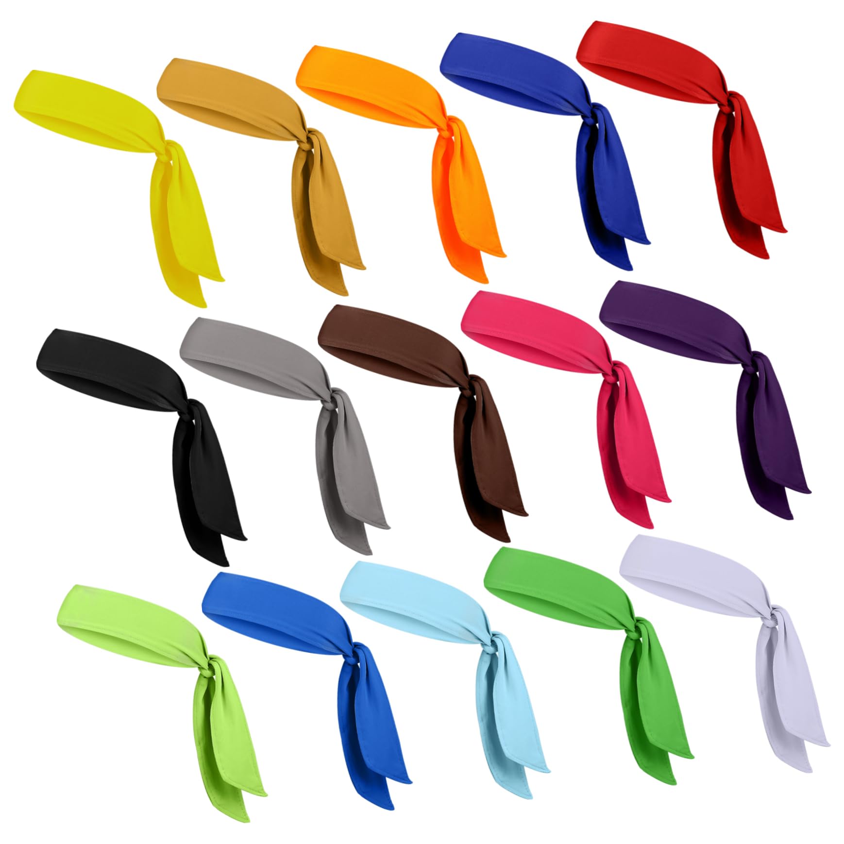 Bandeaux de Sport Anti-Transpiration, Lot de 15, Polyester | Tissu Extensible 95 % Polyester 5 % Élasthanne, Léger et Confortable, pour Sport et Entraînement