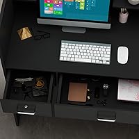 Vista 5 de DiDuGo Escritorio de recepción para pago y venta al por menor, mesa de mostrador frontal con gran almacenamiento, cintas plateadas, para oficina