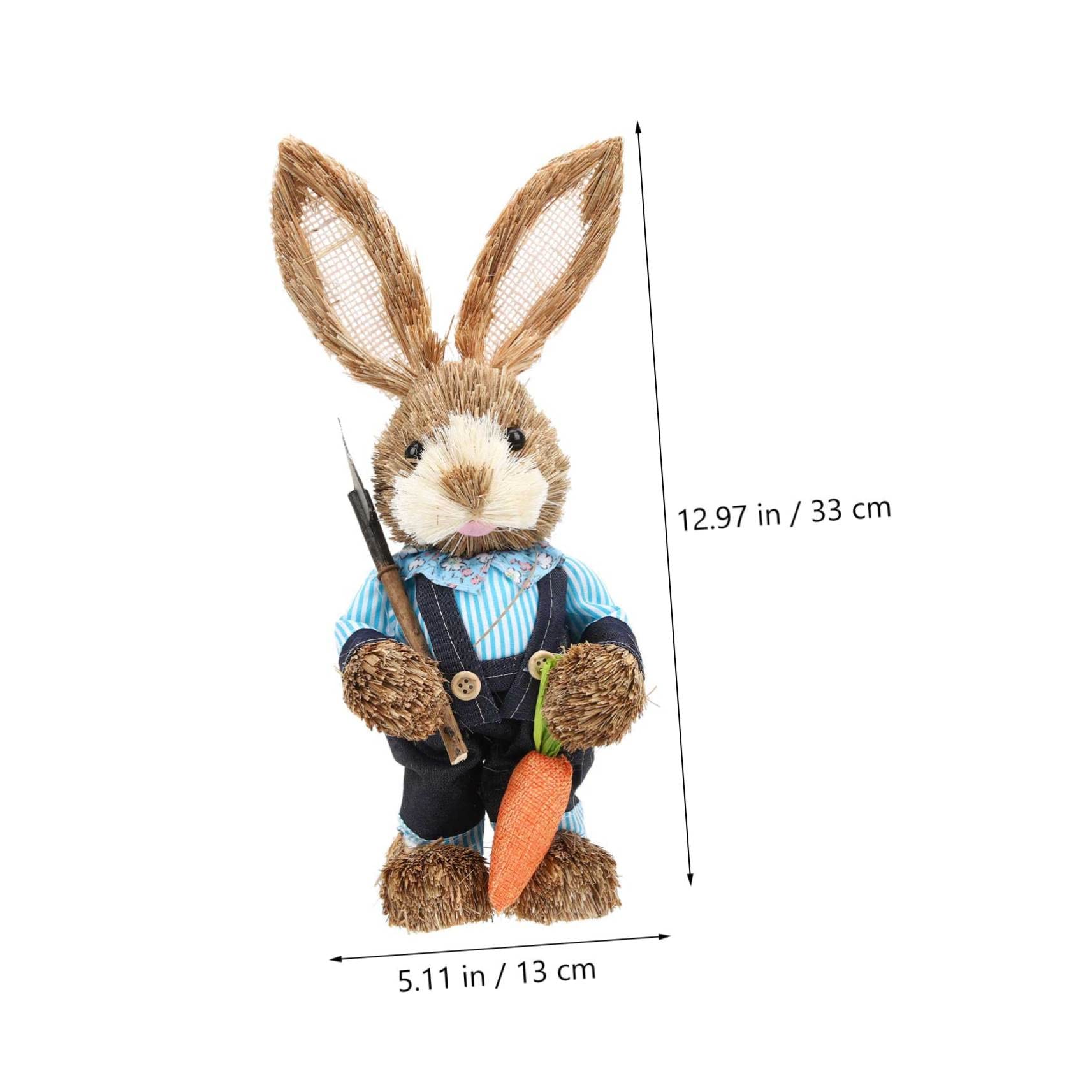 Alipis 2 Pz coniglio di paglia fatto a mano coniglio pasquale easter bunny decorazioni di coniglietti intrecciati statuine di coniglio primaverile decorazioni pasquali statue di conigli
