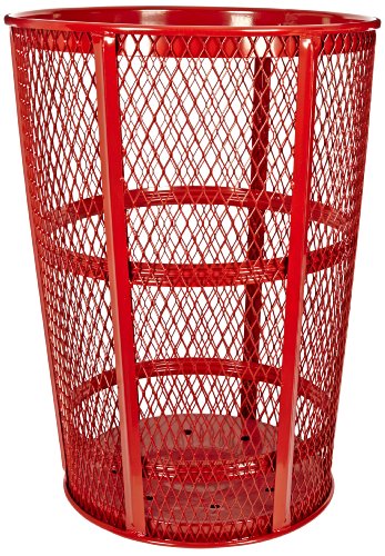 Witt Industries EXP-52RD Steel 48-Gallon Outdoor Waste Receptacle, Round, 23" Diameter x 33" Height, Red