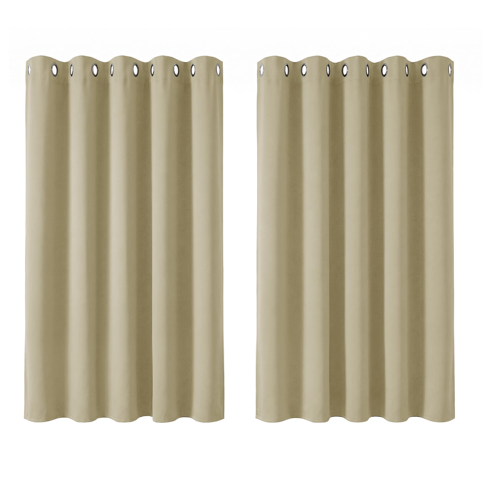 Deconovo Beige Super Soft Room Darkening Curtains Thermal Insulated Eyelet Curtains For Nursery 66 X 54 Inch 2 Panels