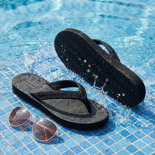 ARRIGO BELLO Chanclas Mujer Verano Sandalias Brillantes Strass Antideslizante Talla 36-41