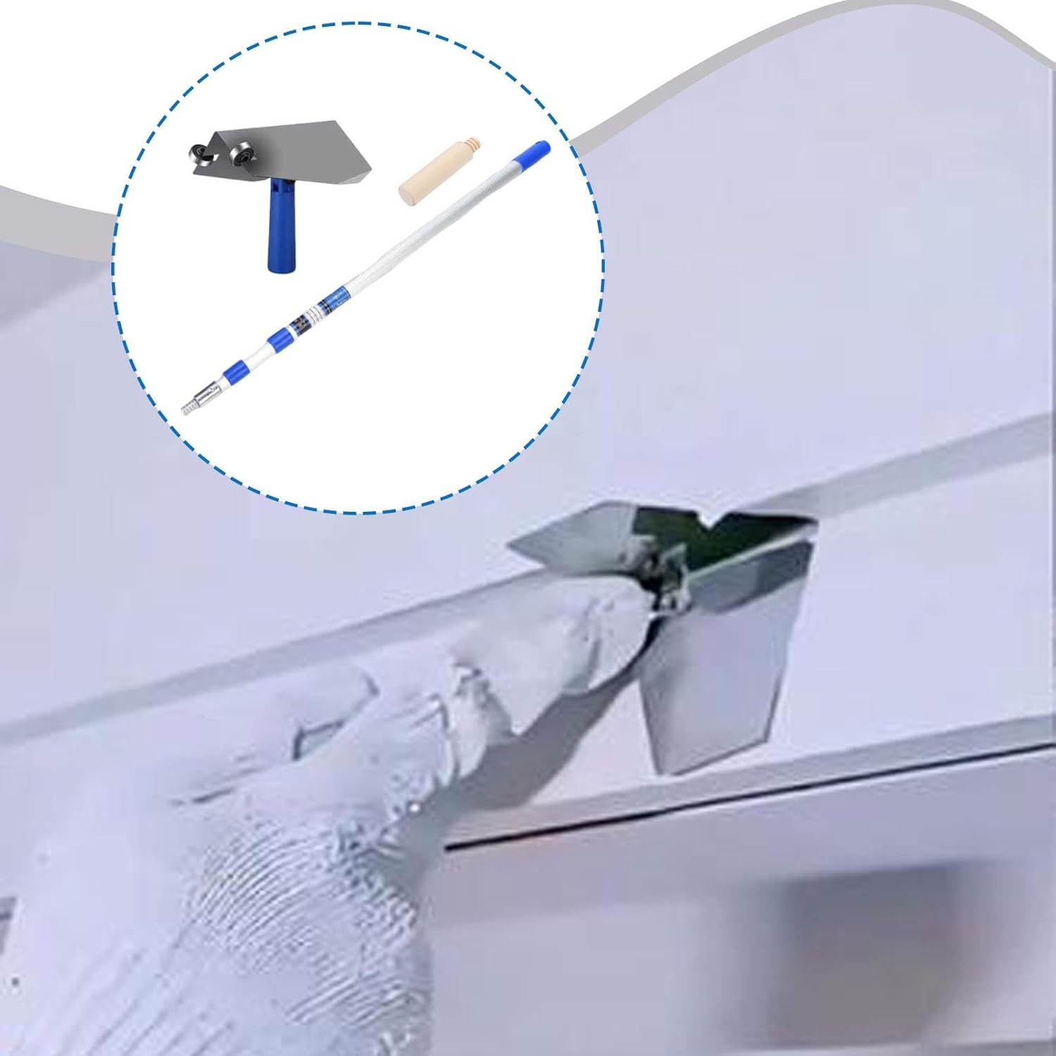 Generic Corner Trowel Concrete Edger Plastering Bricklaying Finishing Tools Wooden Handle Wall Repair Shaping Drywall Corner Tool, 2 M Rod