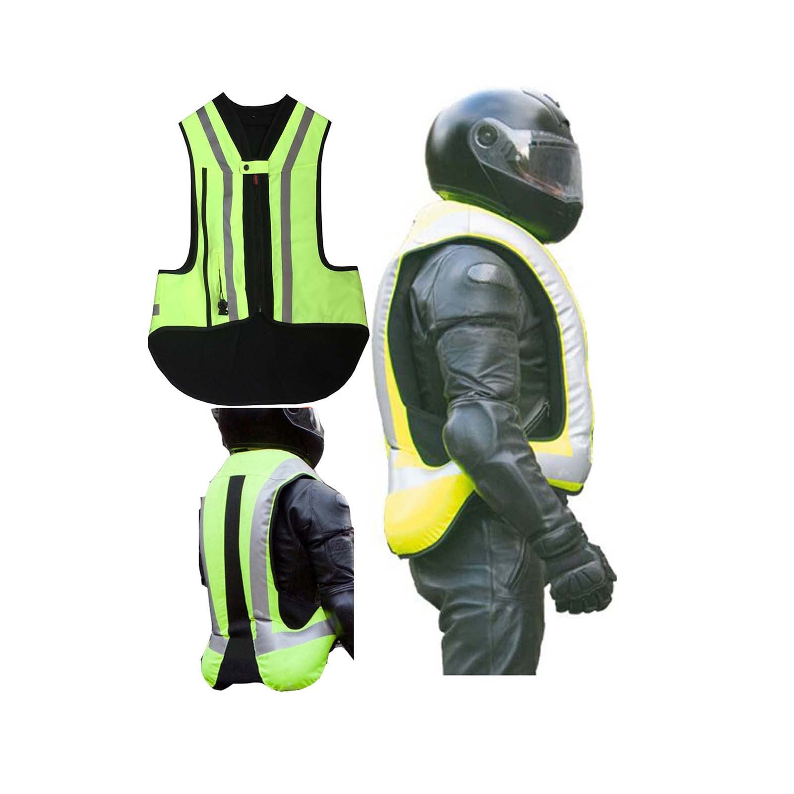 Chaleco con airbag para Motocicleta, airbags Profesionales de 18 kg con Chaqueta de Ciclismo en la Espalda (Verde M)