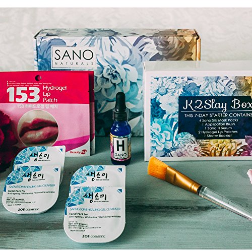 Korean Skin Care - Best Selling K2SLAY Korean Face Mask for Pore Minimizer and Anti Aging with Hyaluronic Acid Serum, Hydrogel Lip Patches and Free Mask Brush