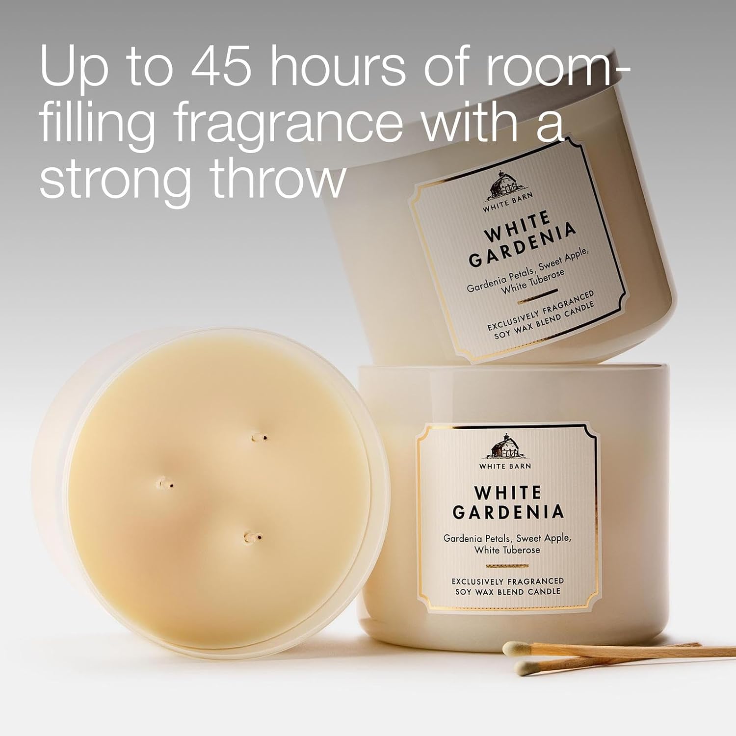 Bath & Body Works White Gardenia 3-Wick Candle - Scented Candle for At-Home Use - Long-Lasting, Room-Filling Fragrance - High Fragrance Oil Concentration - Soy Wax Blend
