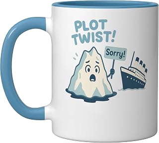 Titanic Funny Iceberg Ceramic Mug, Blue/White