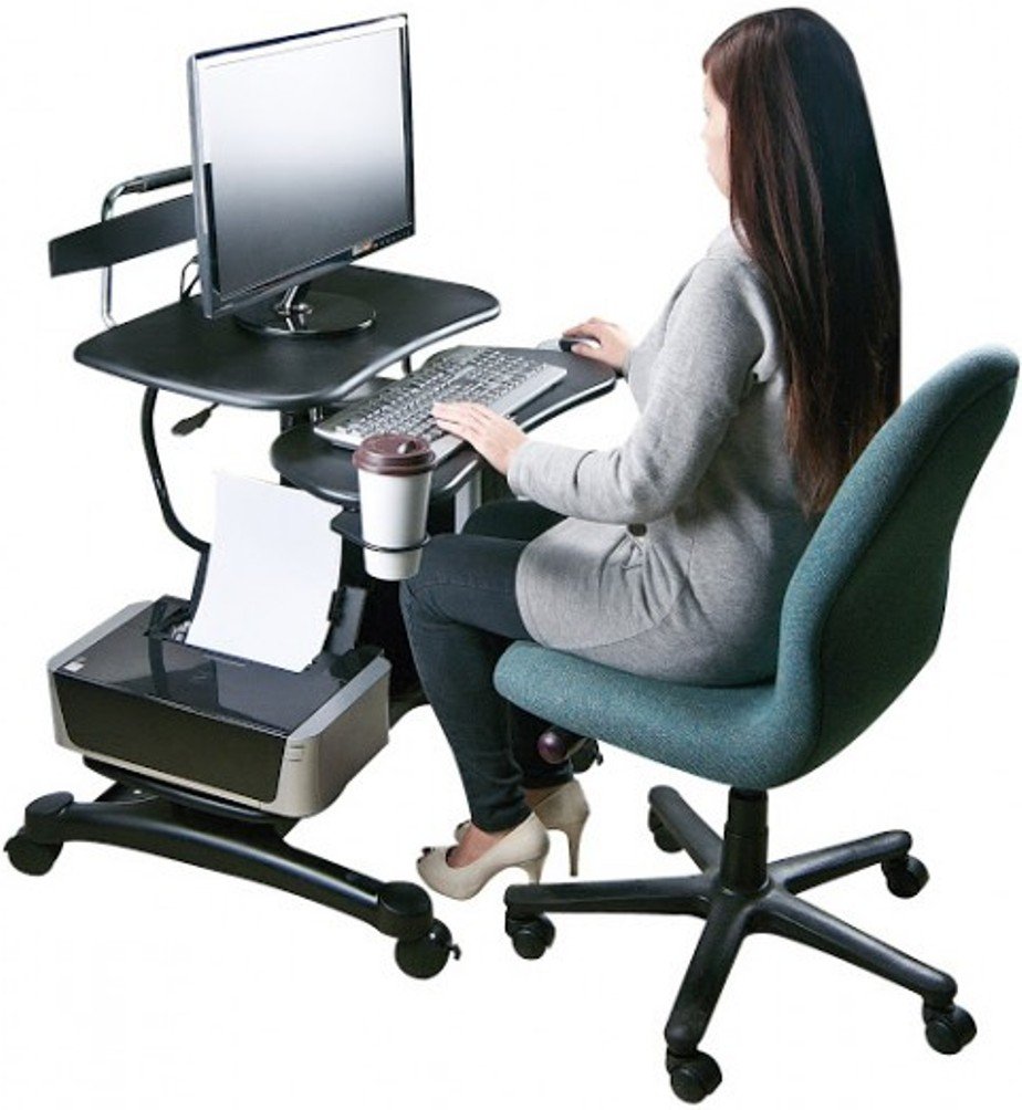 Aidata PCC004P PopDesk PC Cart Sitting/Standing Mobile Computer Desk