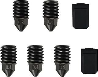 Gehärtete Stahldüsen Set für Bambu Lab P1P/P1S/X1/X1C/X1E und Kobra 3/Abenteurer 5M/5M Pro,High Flow Düsen 0.2MM 0.4MM 0.6MM 0.8MM mit Silikon Abdeckung,Verschleißfeste Hotend Nozzles für 3D Drucker