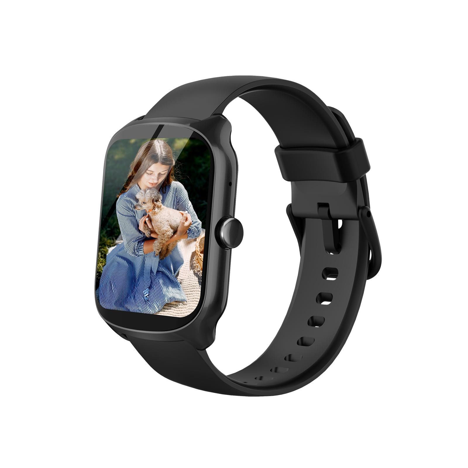 STECEi Smartwatch per uomo e donna con contapassi/analisi del sonno/misuratore di polso, display HD da 1,95'', 112 modalità sport, impermeabile IP68, Nero