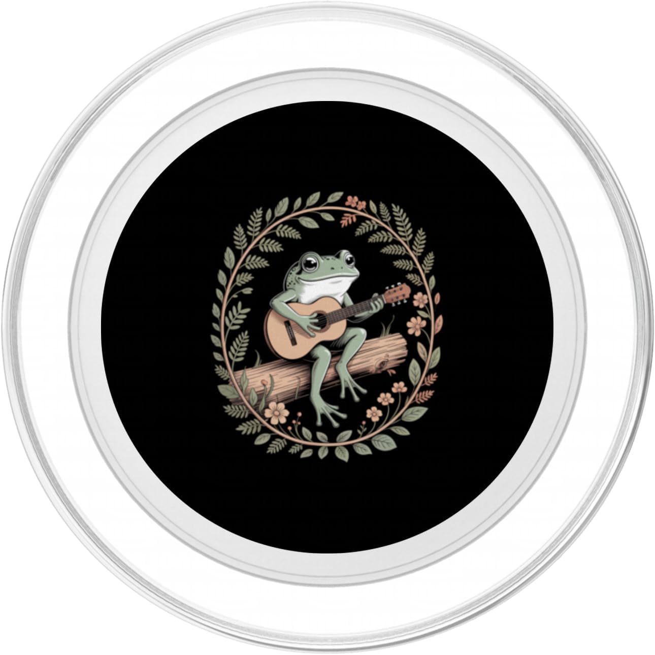 Cottagecore Frog Playing Guitar Woodland Floral Wreath PopSockets PopGrip for MagSafe image 2