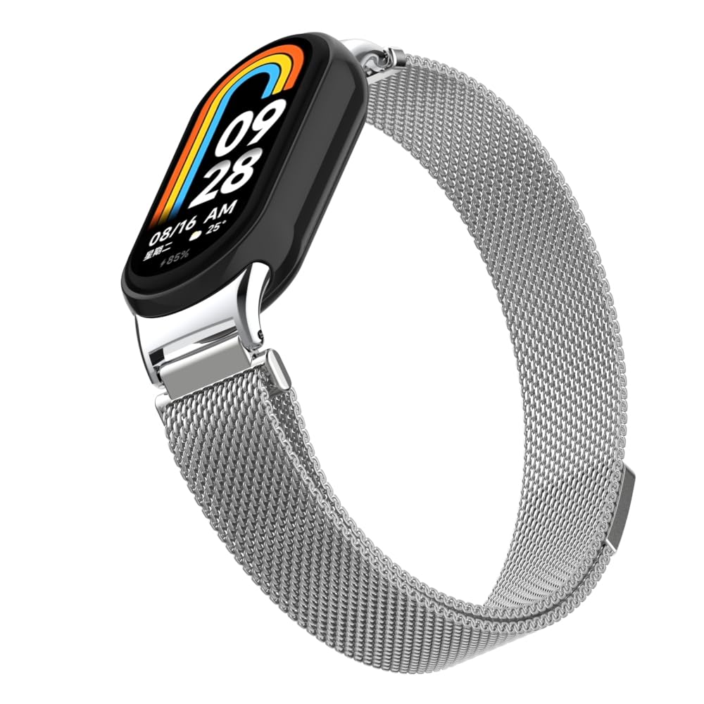 HchenH Bracelet Compatible with Xiaomi Mi Band 8, Stainless Steel Metal Adjustable Replacement Strap, Soft Breathable - Image 4