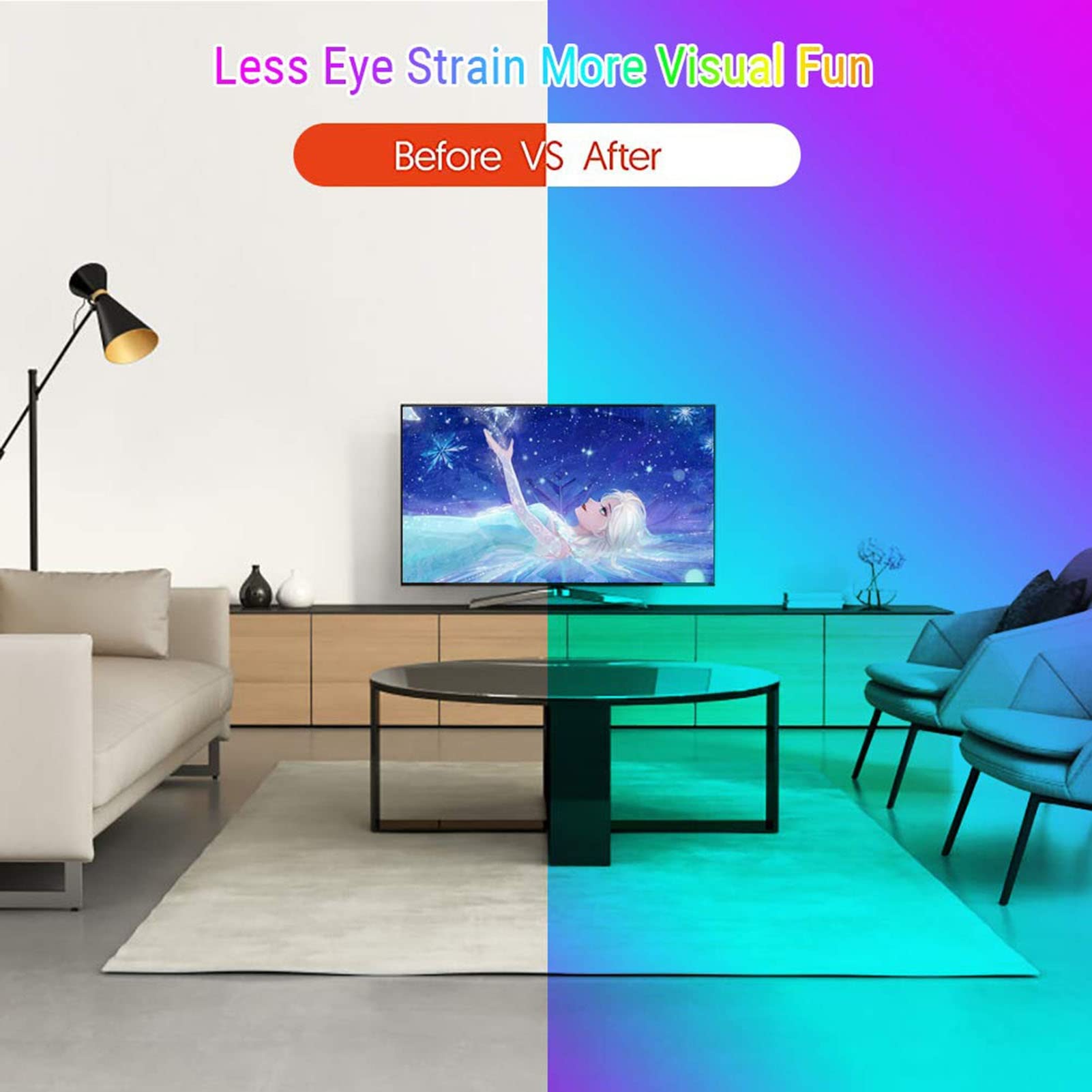 Taśma LED – światło LED USB, samoprzylepna, dekoracja RGB do wnętrz, kolorowe zmieniające się kolory, pilot zdalnego sterowania, 4 tryby dynamiczne, do tła telewizora (10 m, 300 LED)