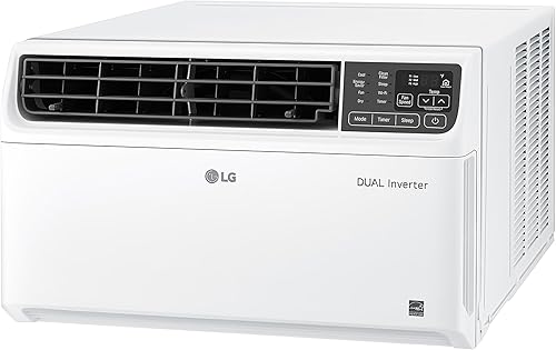 LG Aire acondicionado inteligente de ventana con inversor dual de 8,000 BTU, 115 V, enfría 340 pies cuadrados para dormitorio, sala de estar,