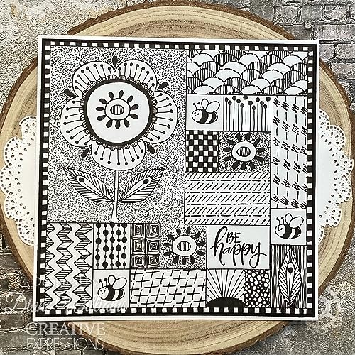 Woodware Jane Gill-Petal Doodles Stamp set-Be Happy, 4 x 6 inches, Clear - Image 4