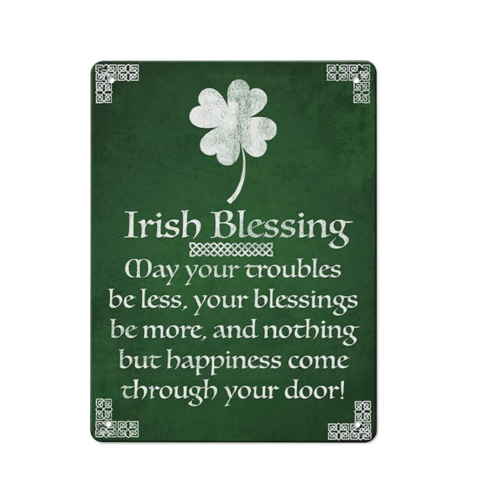 AOOEDM Irish Blessing Green Clover Tin Metal Sign Wall Decor Funny Inspirational Quote Wall Art Sign Vintage Tin Signs For Home Coffee Bar Man Cave Sign Pub Poster
