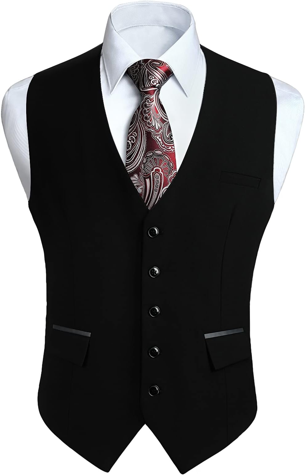 Men's Waistcoats Formal Solid Colour Wedding Waistcoat Classic Business Party Tuxedo Suit Vest with Pockets S-4XL