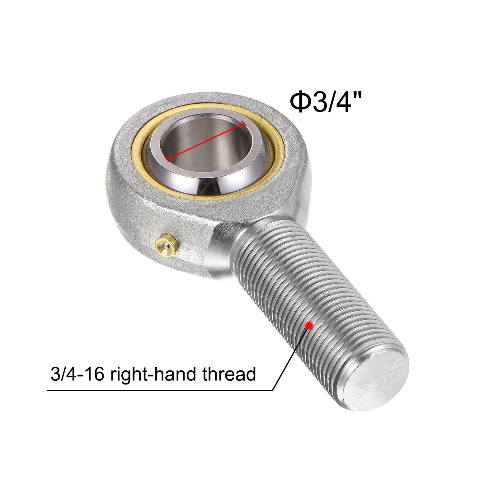 QUARKZMAN 4pcs POSB12 Cojinete de Extremo de Varilla Macho de 3/4 Pulgadas de Diámetro y Rosca Derecha de 3/4-16 Extremos de Varilla con Autolubricación Incluye Tuercas de Bloqueo