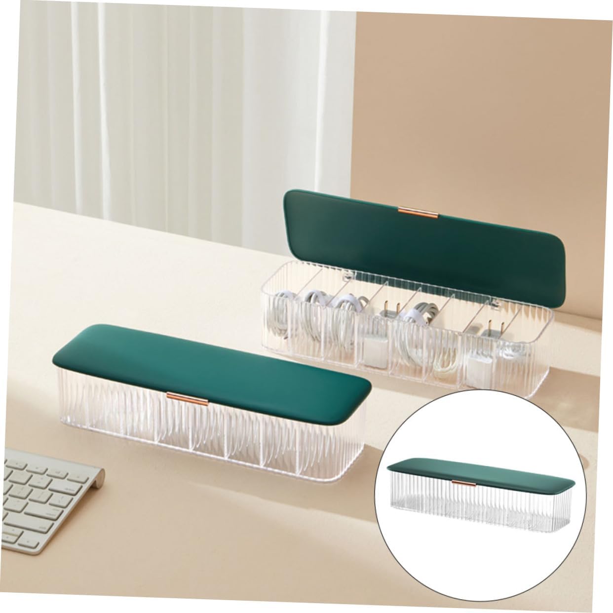 Mipcase 4pcs Box with Cover Multi-Compartment Cord Organizer for Desk Storage and Portable Design for Efficient for Use