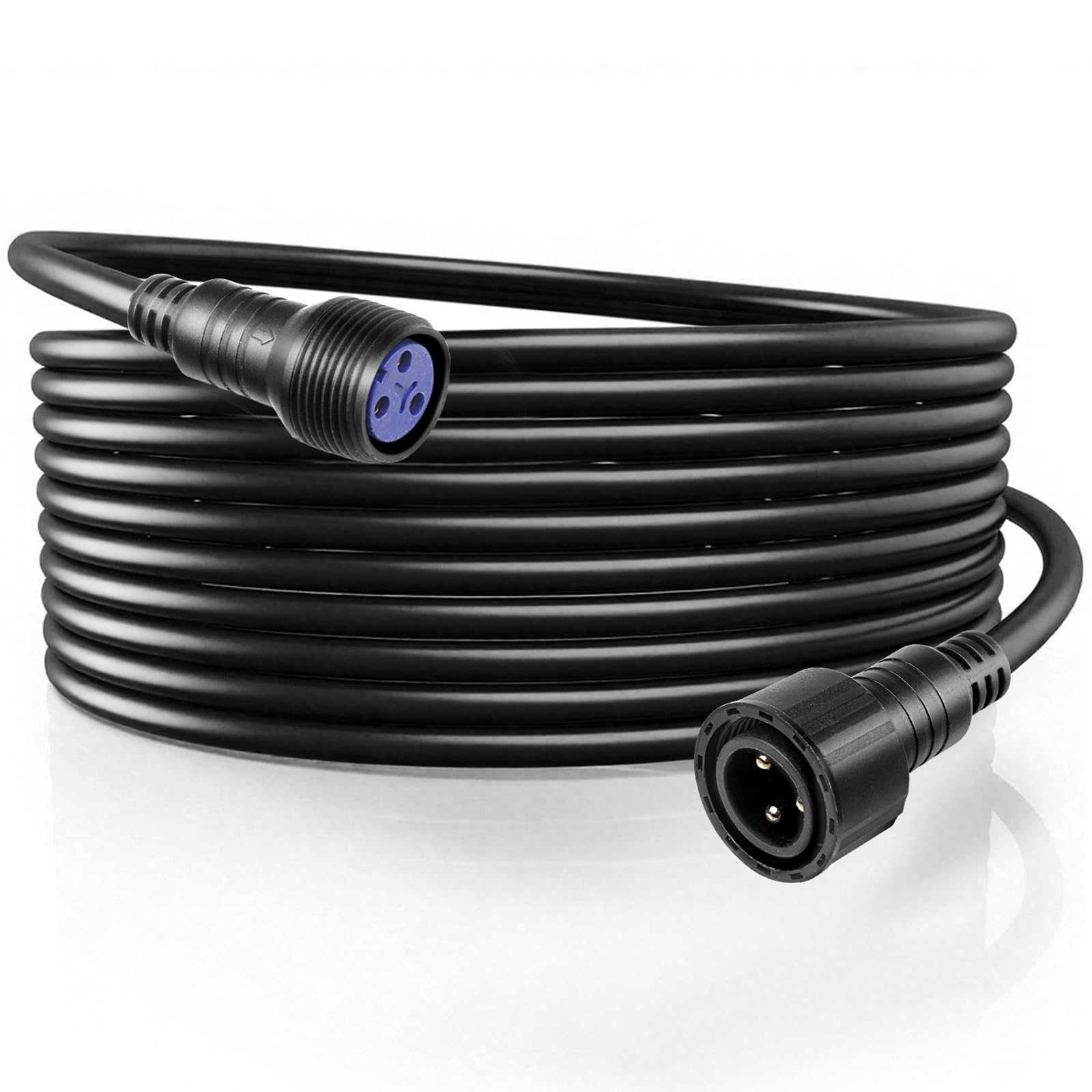 Waterproof Power Cable, 3 Pin 13AWG 2.5mm2 Waterproof Connector Power Extension Cable, 5m 16.4ft IP65 Par Light Outdoor Power Cord for Powercon