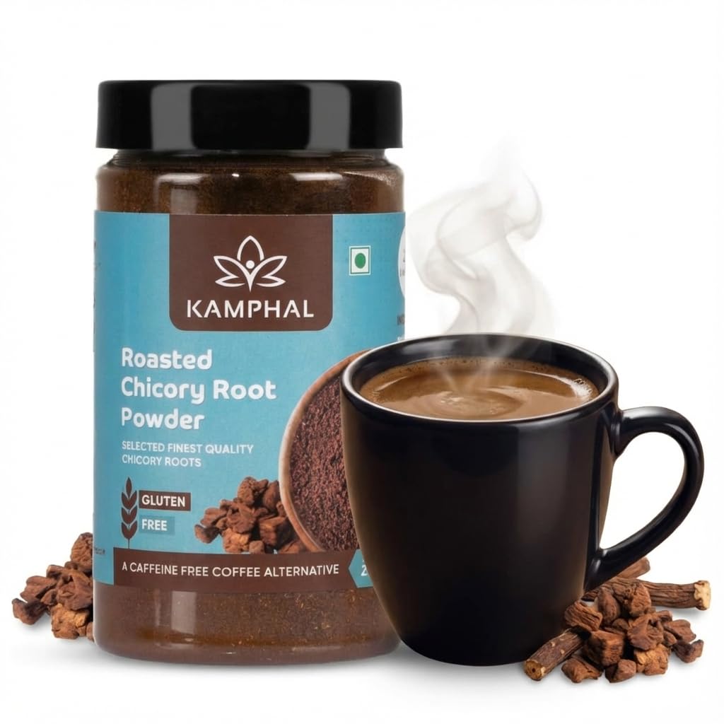 Kamphal Instant Roasted Chicory Root Powder 200g | Caffeine Free Coffee Substitute, Brew with Coffee and Other Beverages