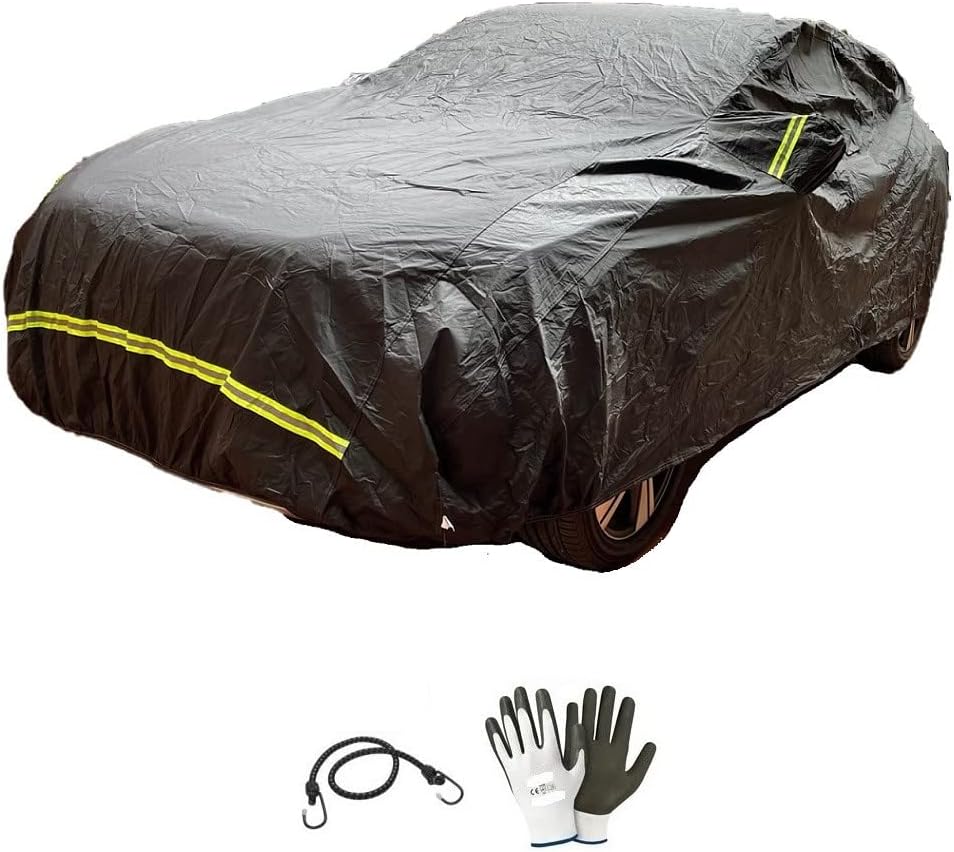 Compatible with VOLVO XC40 D4 AWD Geartronic Inscription Anti-Hail Car Cover Waterproof Frostproof Black Reflective Strips-FLUO 482X196X140CM ZIP Side