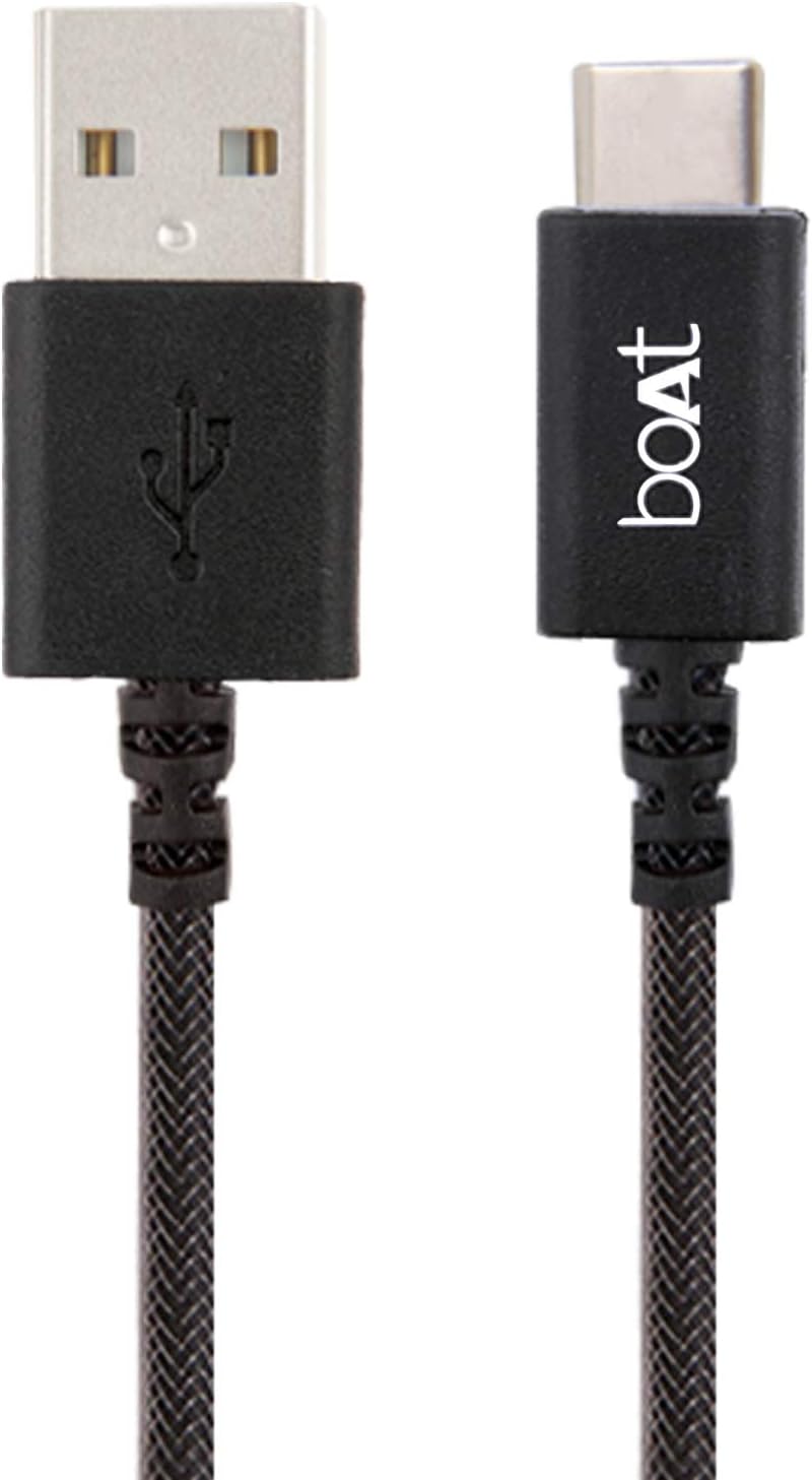 boAt Type-C A400 | Type-C to USB A 2 Mtrs USB Cable| 3A Fast Charging & 480mbps Data Transmission | Compatible for all Smartphones & Tablets (Black), 2M