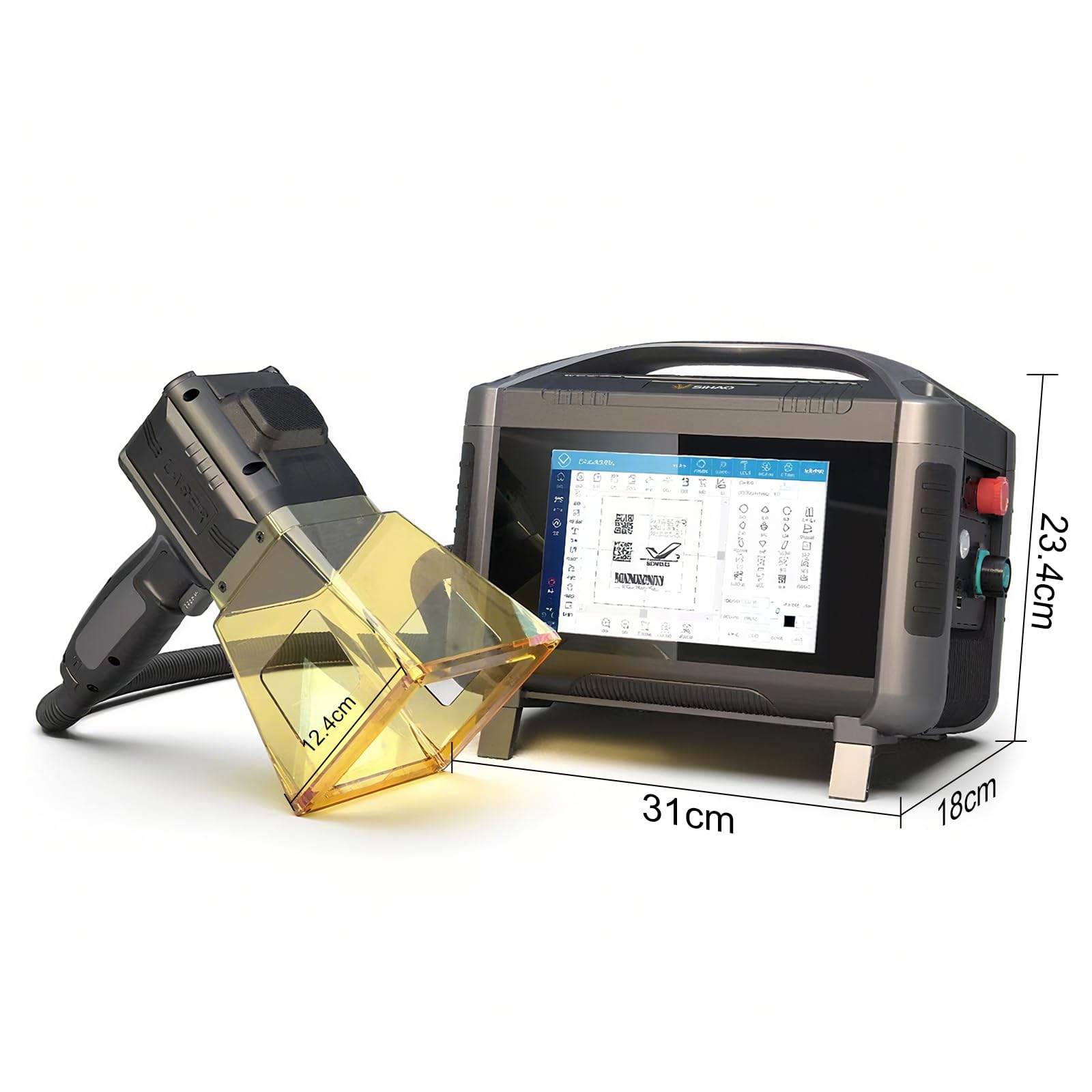 Máquina de Marcado Láser de Fibra óptica Portátil 100 * 100mm Modelo Enchufable Láser de Fibra Optica Máquina De Grabado Para Tallas de Hierro,Acero Inoxidable,Cobre,Aluminio y Otros Metales (30W)