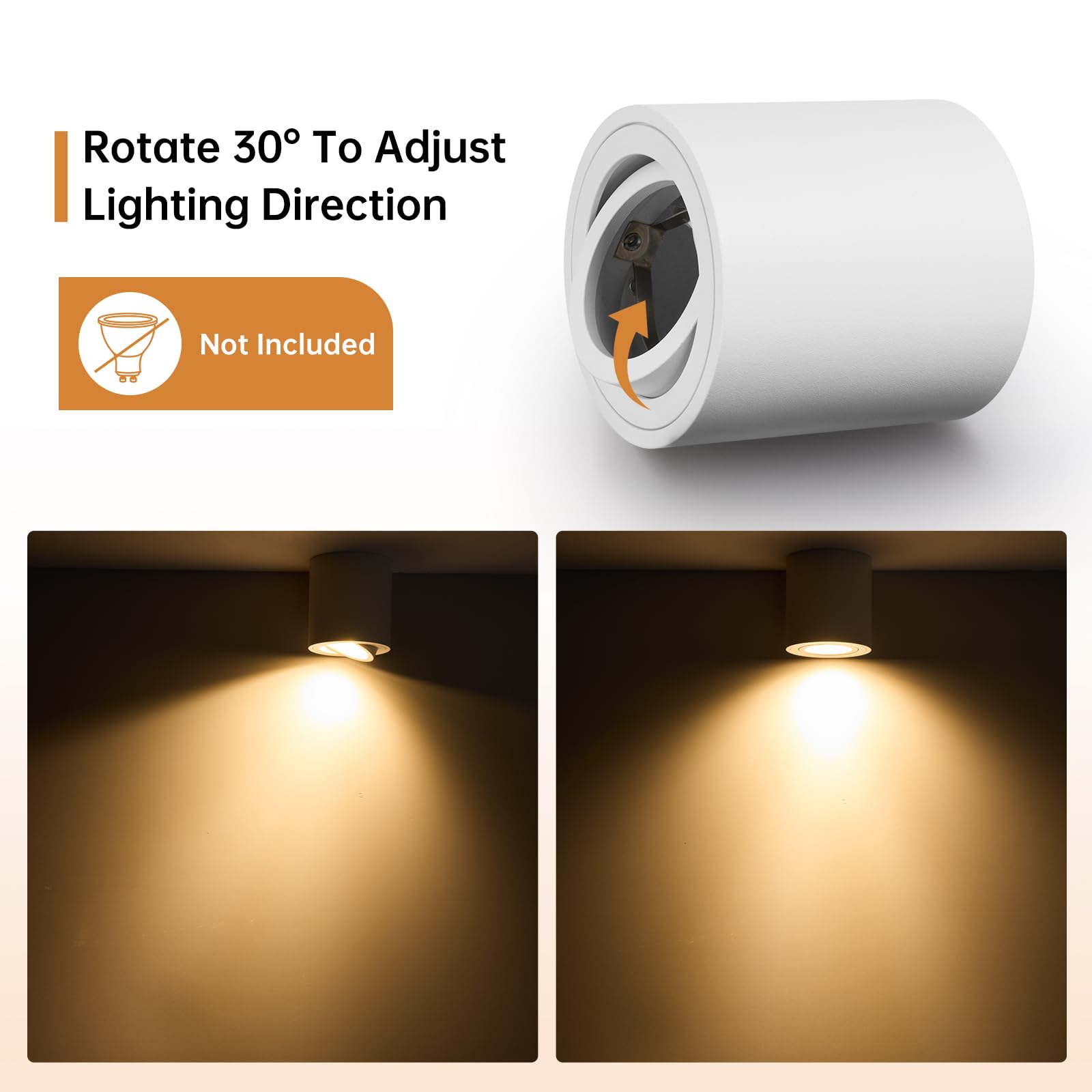 Lot De 6 Spots LED Encastrables Orientables - 5.5W 550LM, Dimmable, 3 Températures De Couleur (3000K/4000K/6000K), Angle 30°, Noir - 8