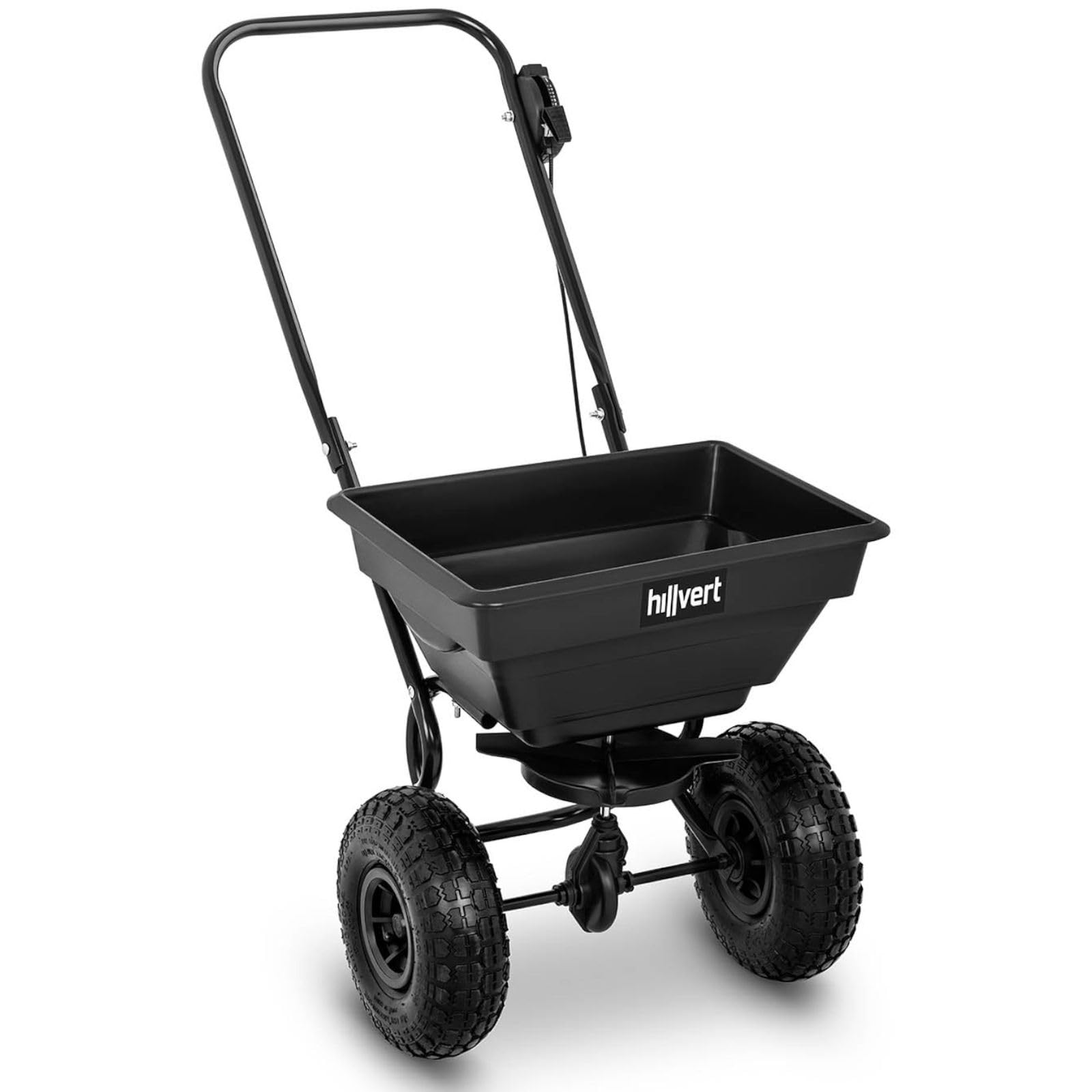 Épandeur Rotatif Manuel À Engrais Gazon Sel Chaux pour Pelouse Sable À Pousser HT-Temple-1 (Volume 15 l, Portée 1-3 m, Produit ø 18 mm Max., Capacité de Charge 136 kg, Acier/PP)