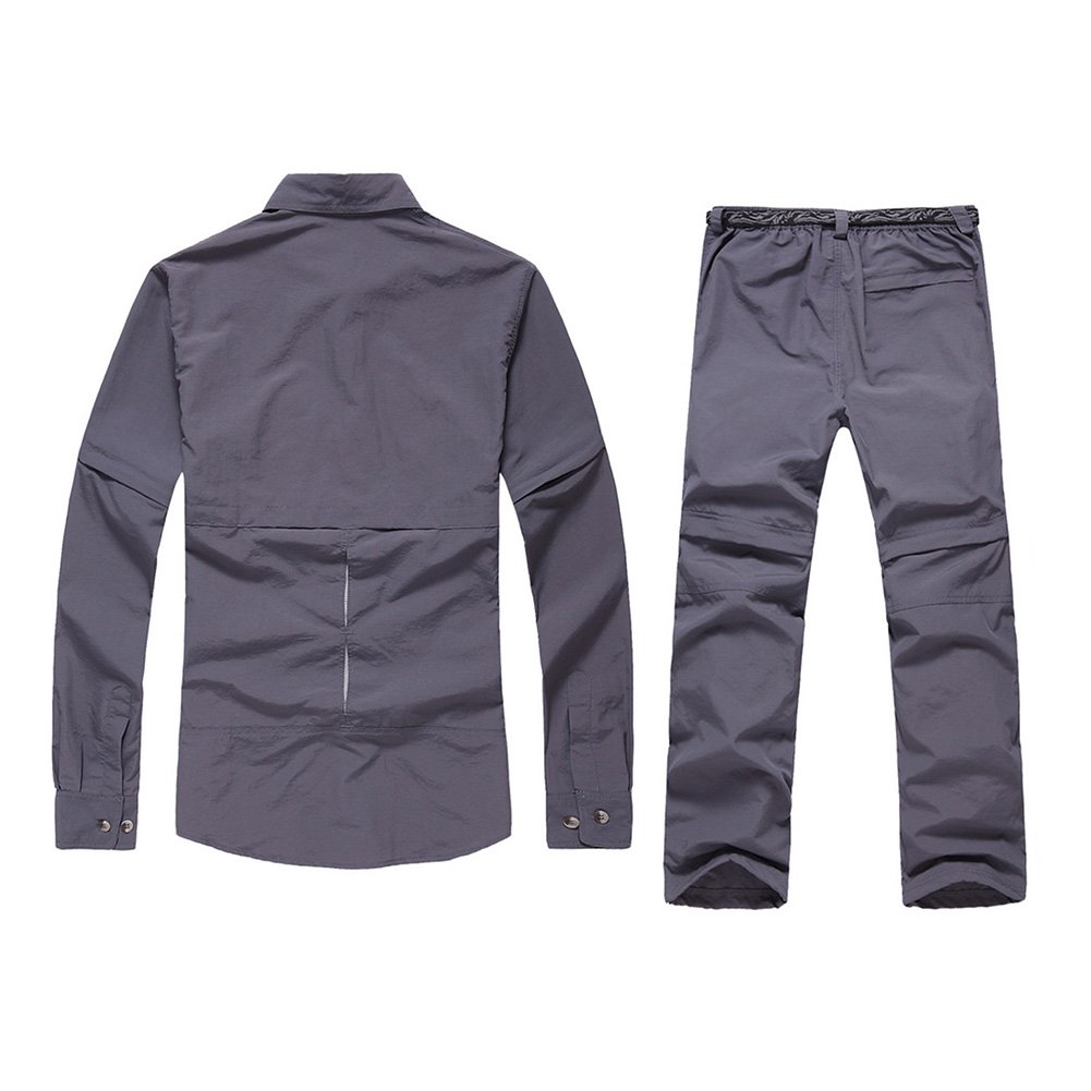 Uomo Outdoor Sport assorbente rimovibile traspirante manica corta camicia + pantaloni assorbente traspirante ad asciugatura rapida per il tempo libero Set, Grau, XL