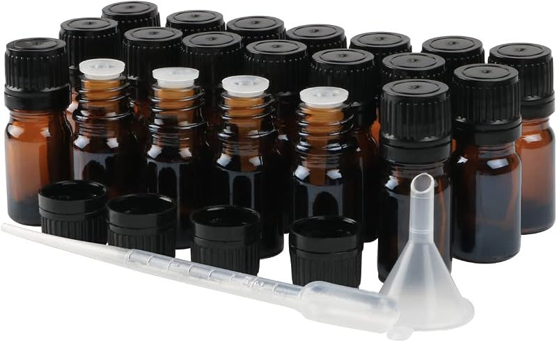 Wresty Frascos de Vidro Âmbar de 5 mL com Conta-Gotas, Pacote com 20