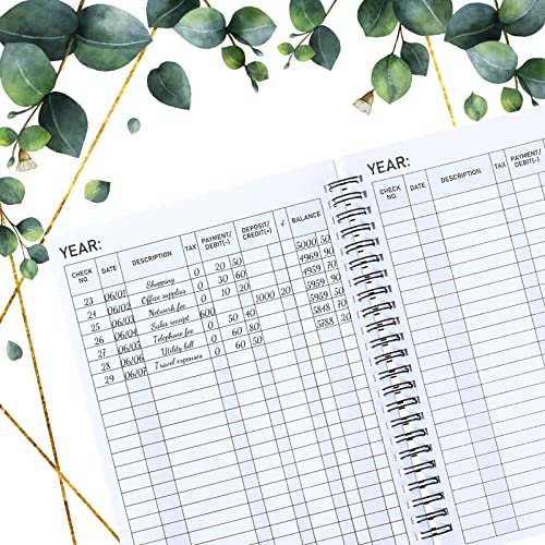 4 Pcs Accounting Ledger Book Spending Account Tracker Notebooks Spiral Bound Balancing Checkbook Check Register For Small Business Bookkeeping, 200 Sheet In Total, 6.26 X 8.5 Inches #TOP2