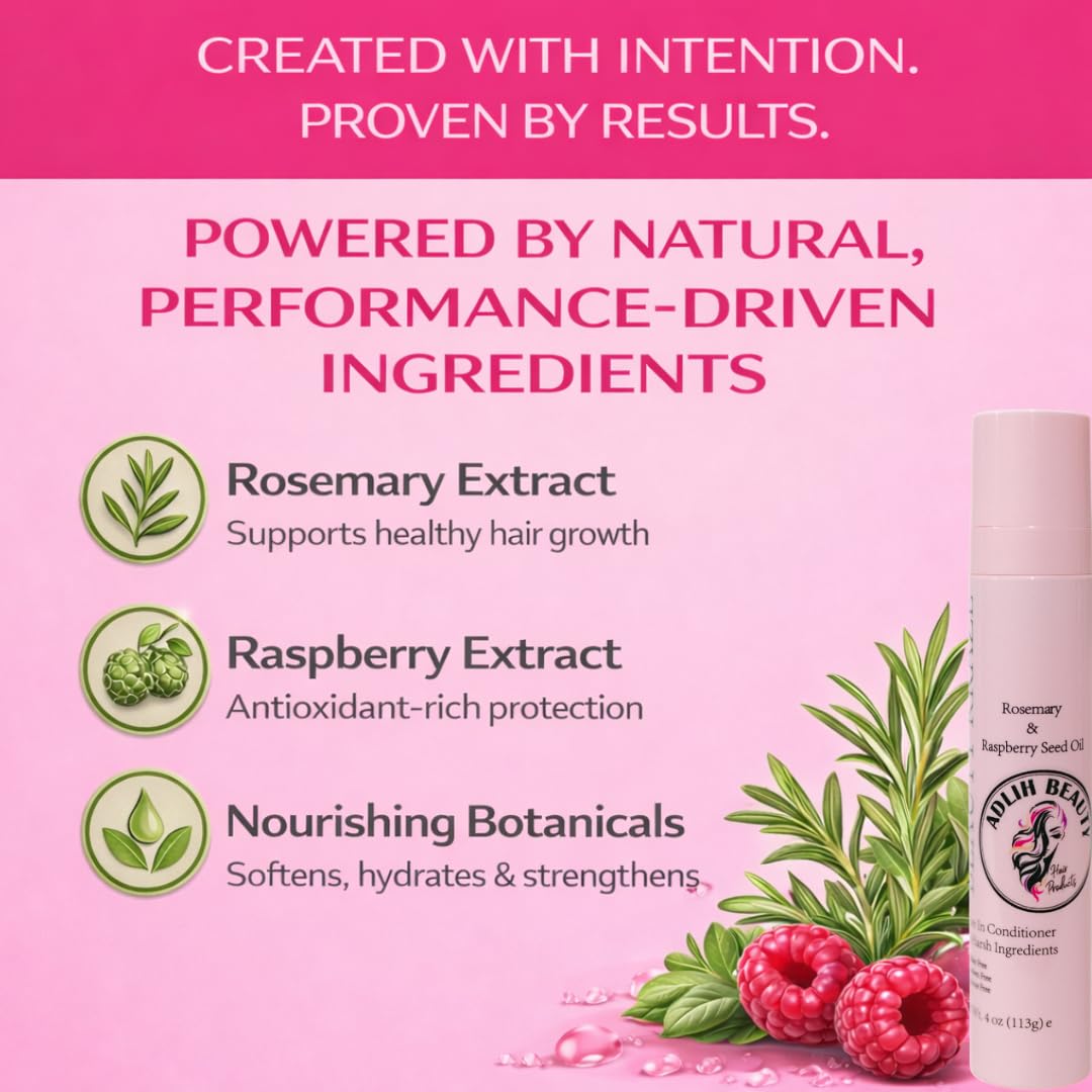 ADLIH BEAUTY Natural Leave-In Conditioner - For Dry & Dull Hair - Supports Healthy Hair Growth, Heat Protection, Frizz Control & Shine, All In One Product, No Harsh Ingredients. 4 Fl Oz - Image 4